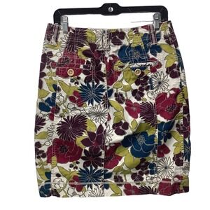 Eddie Bauer Floral Chino Canvas Mini Skirt Women's Size 8 32x21‎ Cotton